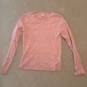 La Vie Rebecca Taylor Women’s Long Sleeve Ribbed Knit Top - Pink